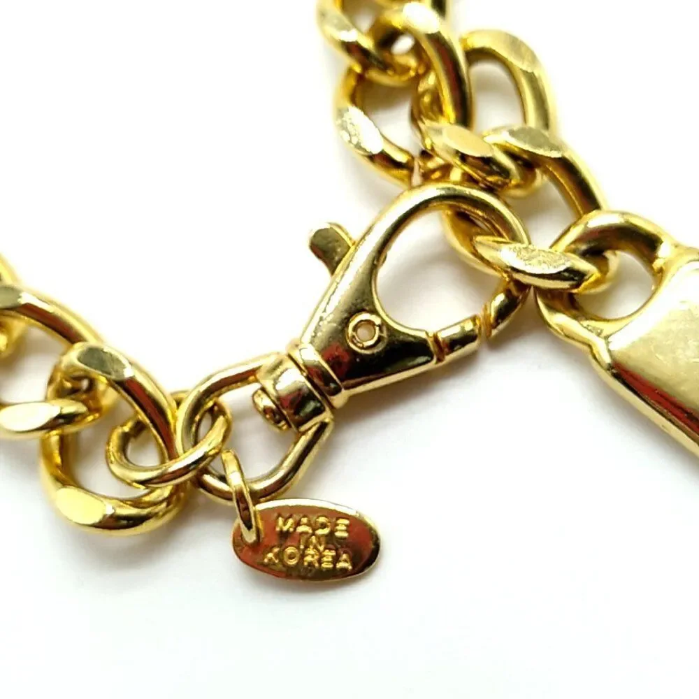 Men's EXP Made in Korea Gold Tone Chain & Bar Necklace Very Heavy NWOT